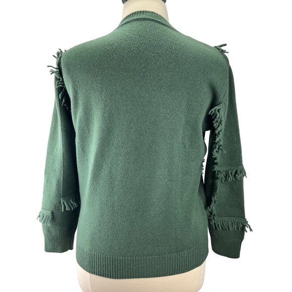 Vintage Forest Green tassel Cashmere Knit Pullover Sweater, Size Women's Large - Picture 3 of 7